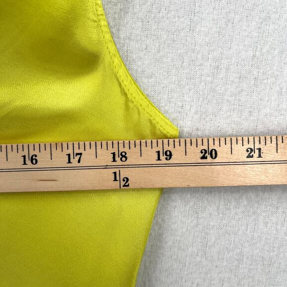 ENZA COSTA Satin Bias Off the Shoulder Top Womens Large 3 Lime Green Shirt NEW - Picture 15 of 16